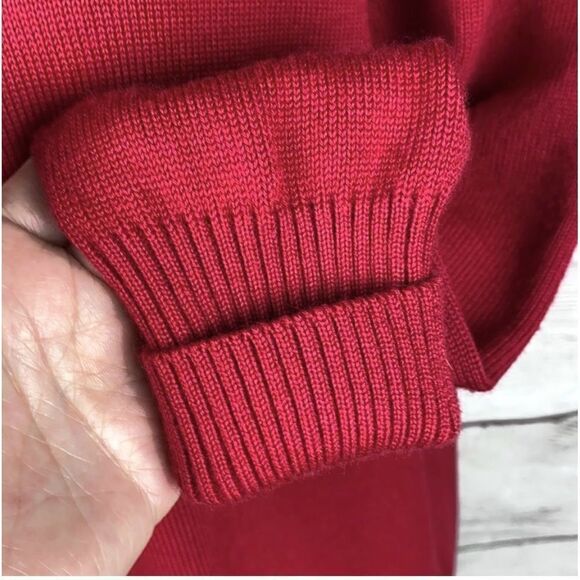 Kasha de Rodier France Wool Blend Red Long Cardigan V-neck Pockets Oversized S - Picture 7 of 12